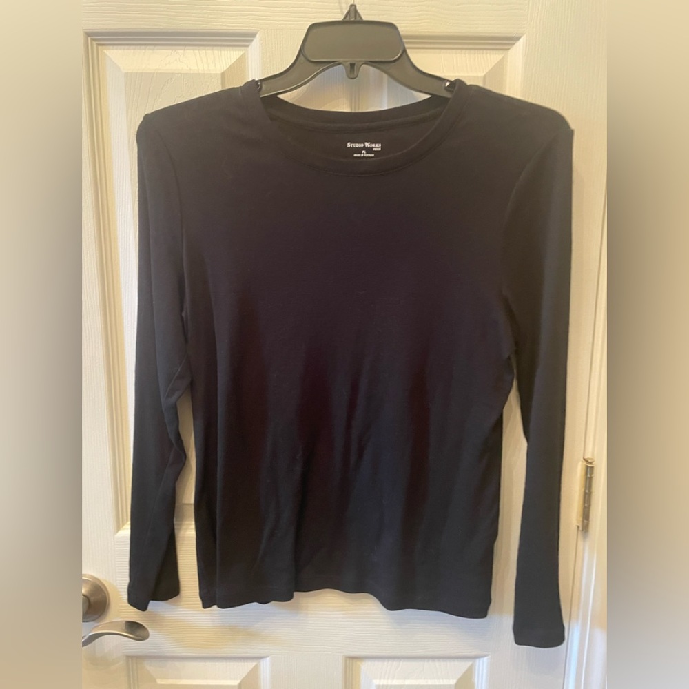 Studio works black long sleeve top PL
